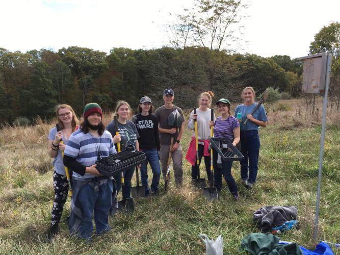 A group of 2019 OHIO students on Radar Hill