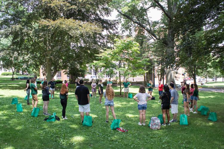 Incoming Ohio University students walk through College Green during Bobcat Student Orientation Monday, June 24, 2019