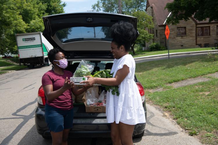 Students volunteering in the community.