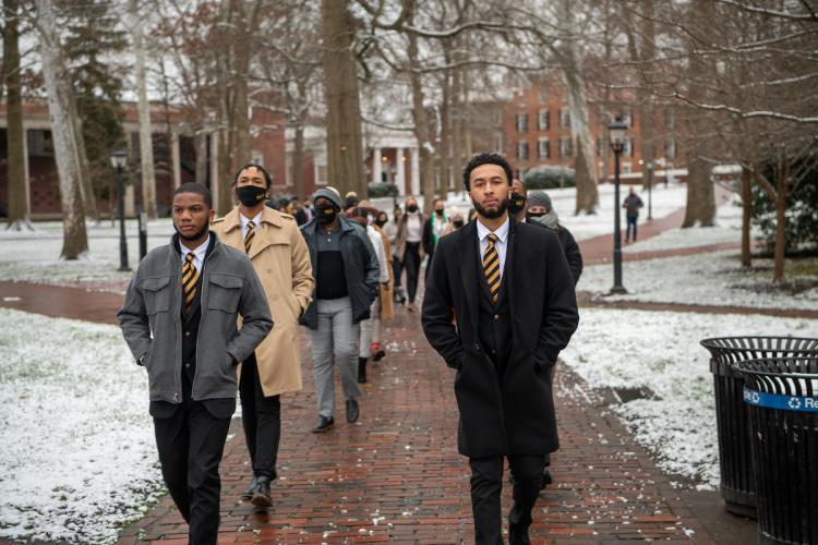 Students at an MLK silent march