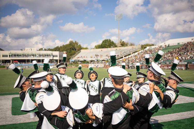 The Marching 110 at the Homecoming Football game.