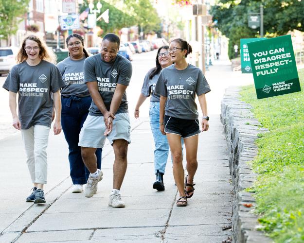 Students wearing Make Respect Visible shirts