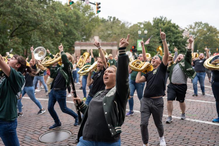 Marching 110 in the Homecoming Parade