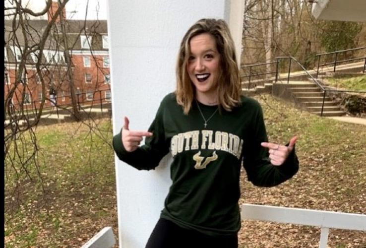 Rachel Benway wearing a University of South Florida shirt