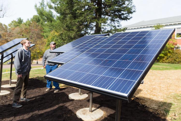 Large solar panel outside on a sunny day