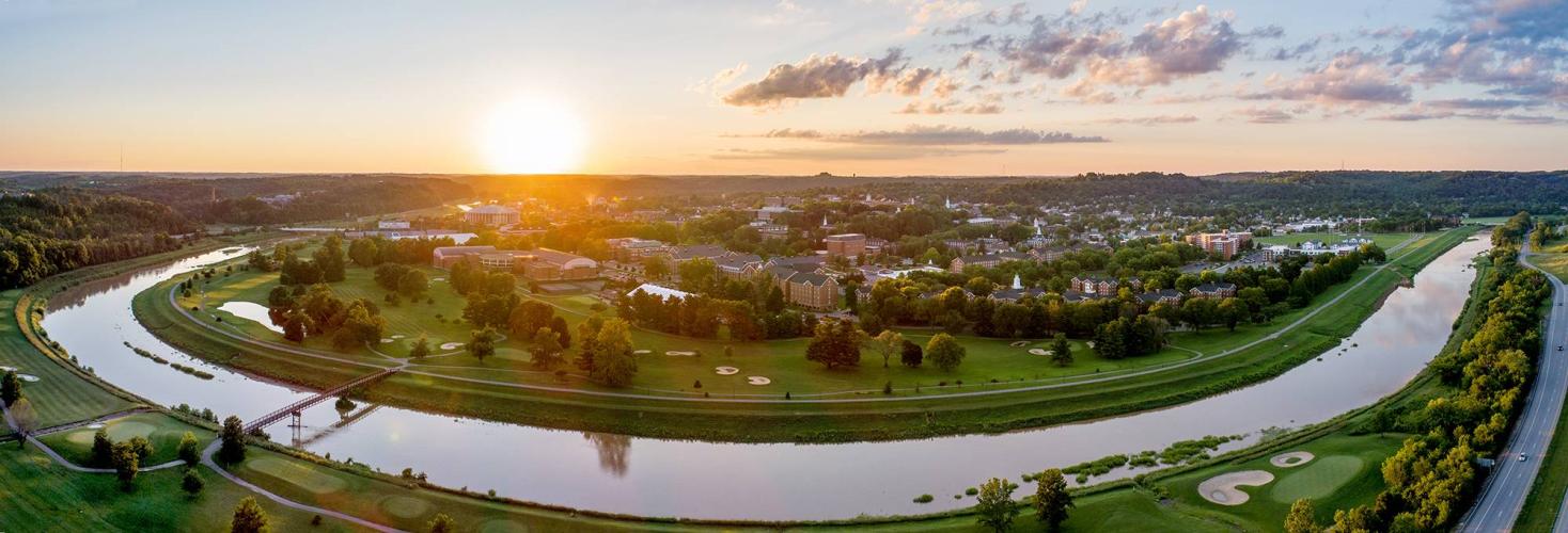 View of South Green at sunset. 