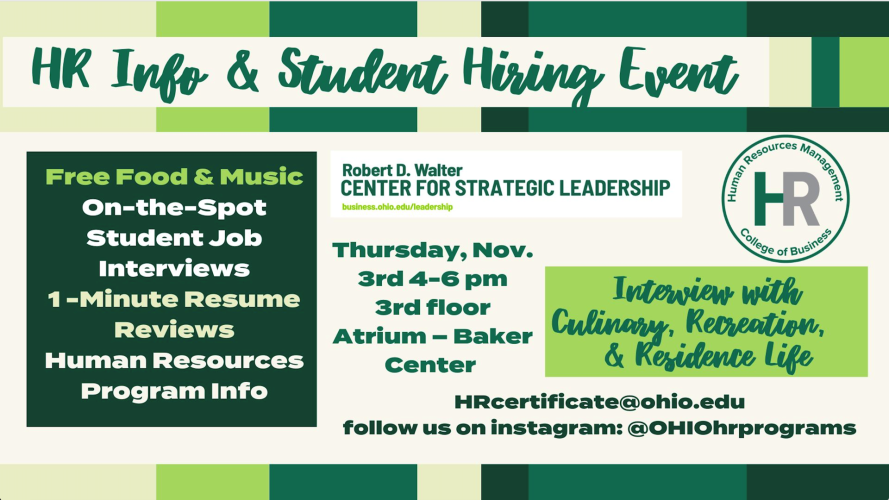 Human Resources Informational and Student Hiring Event on Nov. 3