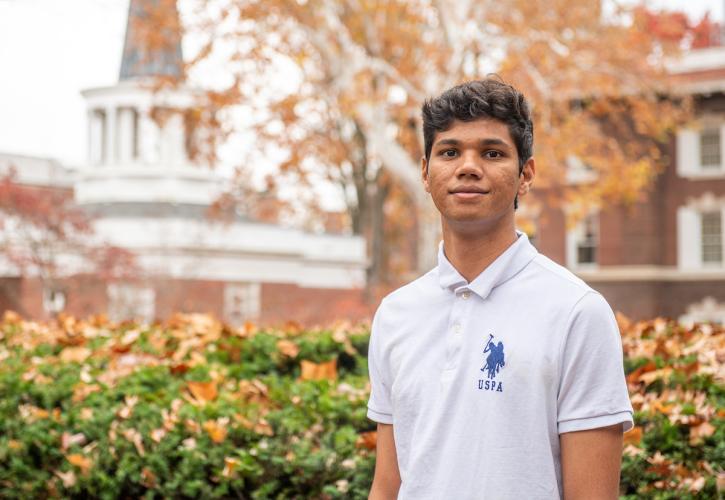 Parwinder Singh stands on Ohio University's College Green