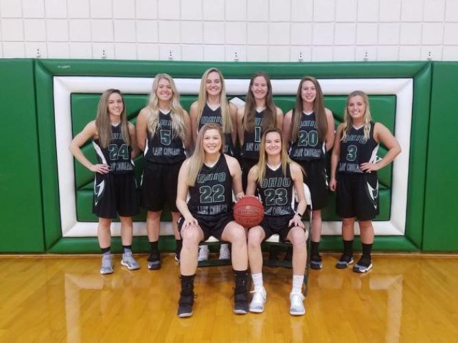 Lancaster's women's basketball team posing for a photo