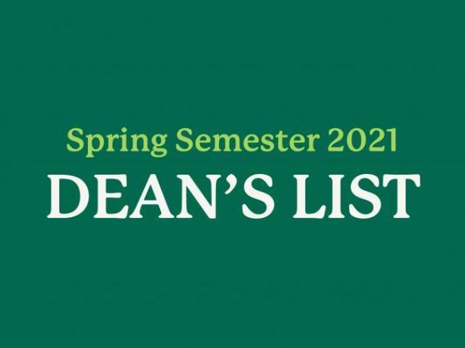 Spring semester 2021 dean's list