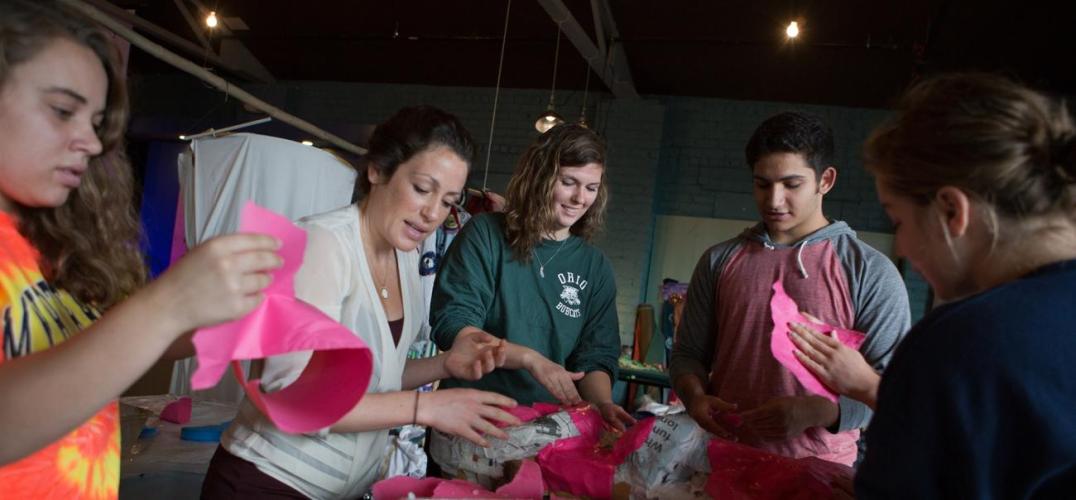 A photo of members of an OHIO Learning Community working on a project