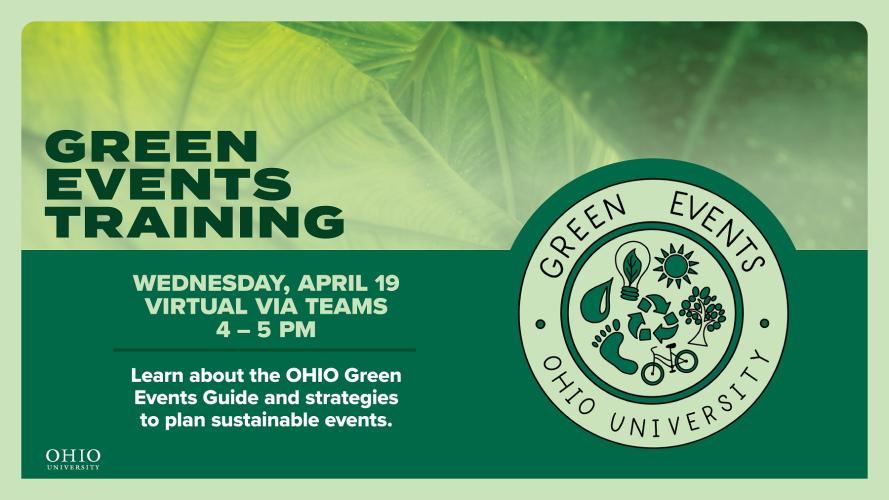 Green Events Training - Wednesday, April 19, virtual via Teams, 4-5 p.m.