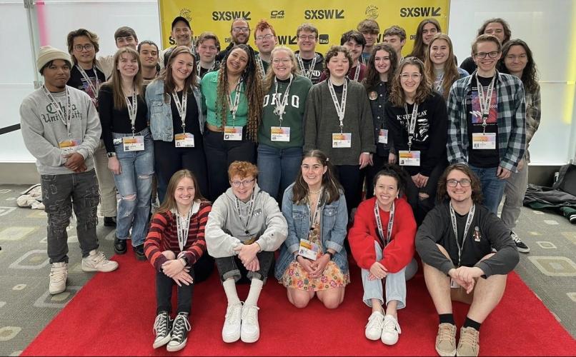 A large group of OHIO students are shown at South By Southwest