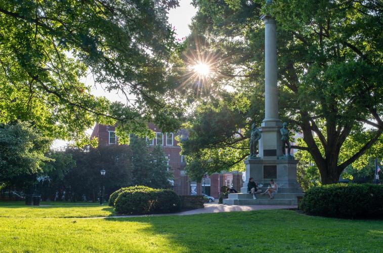 A photo of the College Green in the summer