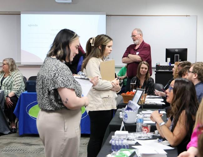 students interact with community partners