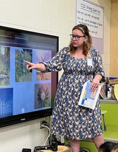 An education student teaches a STEM Lesson