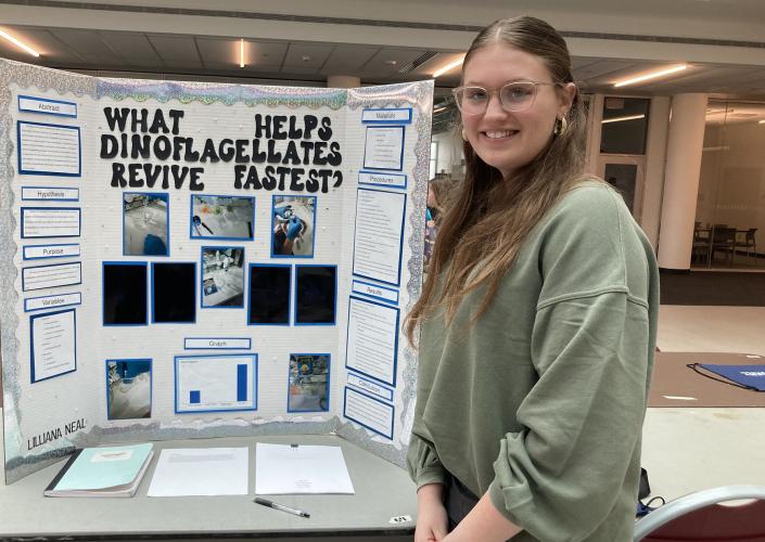 Lilliana Neal is shown with her project at District Science Day