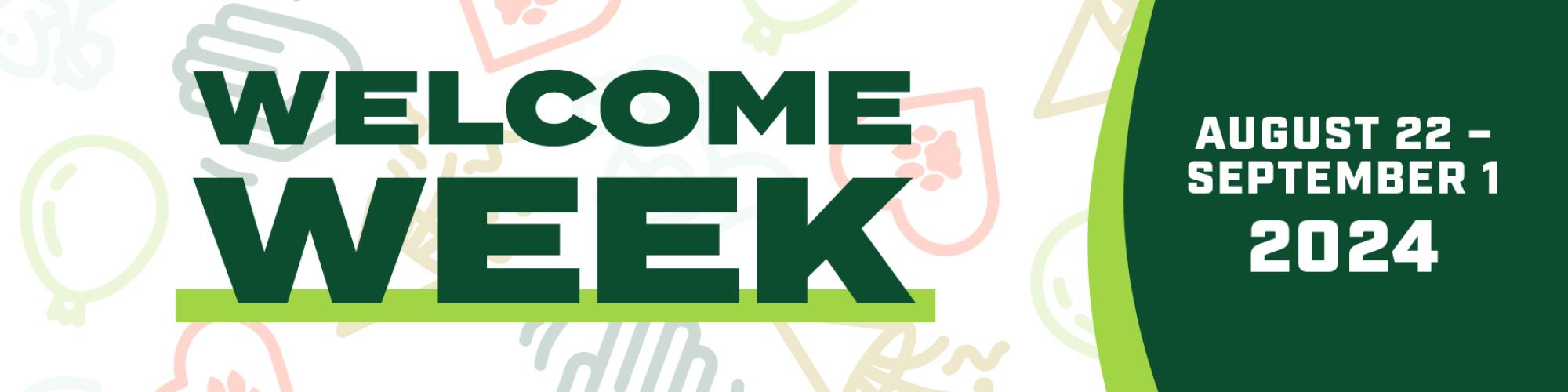 A graphic stating that OHIO's Welcome Week 2024 will take place August 22 through September 1