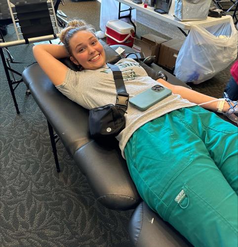 Ohio University Southern nursing student giving blood