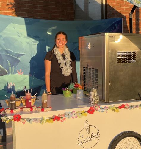 Lilly Franchino is shown with her ice cream machine