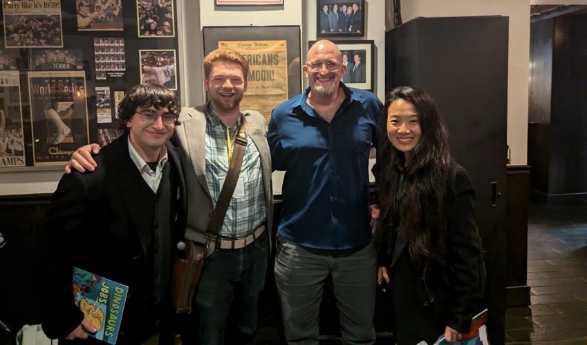 Professor Matt Wanat is shown with Chen Wang, Jonah Mathison-Regan, and Paul Peters