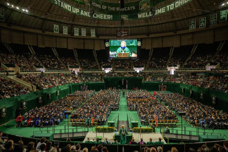 An overview  image of Fall Commencement 2023 in the Convocation Center