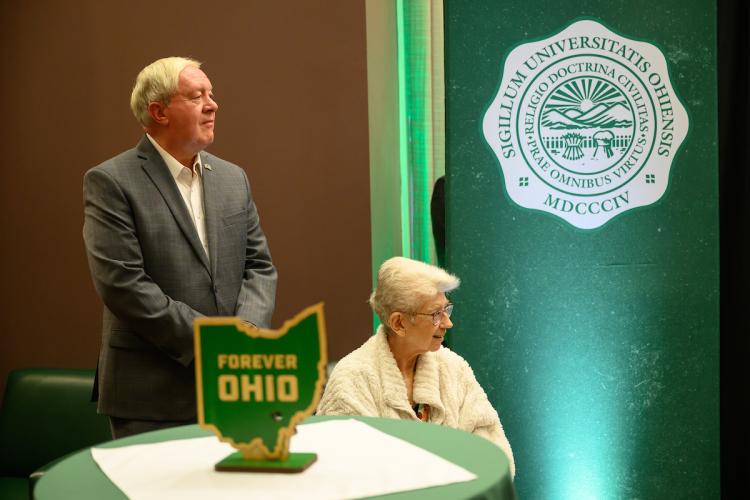 President Emeritus and Trustee Professor M. Duane Nellis and Ruthie Nellis at the retirement ceremony