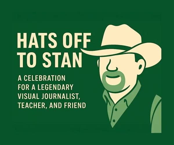 Stan Alost Retirement Reception announcement, reading "Hats off to Stan"
