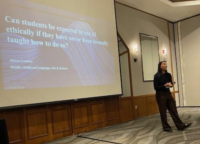An OHIO student presents research work at the OCTELA Conference