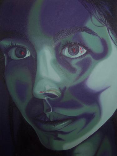 Painting of a blue face