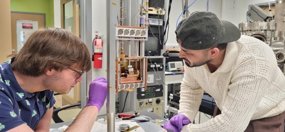 Ali Abbas and Nick Goman work on a project in an OHIO laboratory
