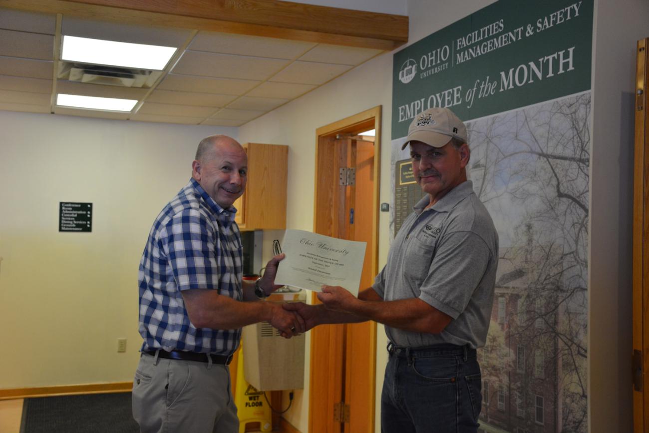 Randall Zimmerman with Chief Facilities Management Officer Steve Wood