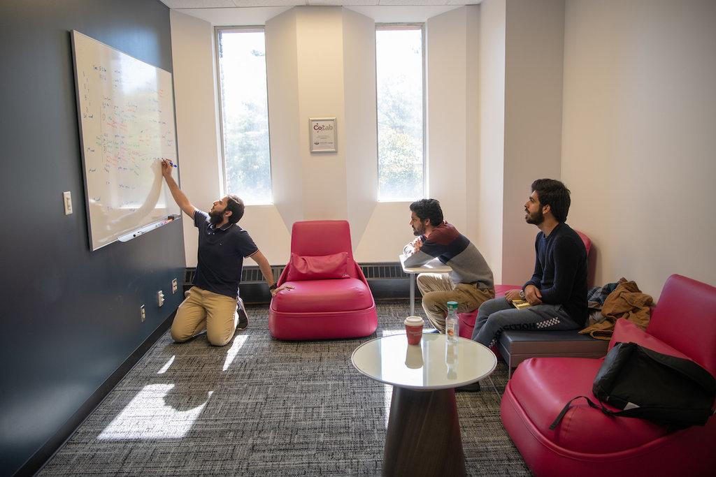 OHIO students use the new CoLab space in Alden Library. The CoLab was designed as a physical hub for student innovation and entrepreneurship activites across campus. Photo: Ben Siegel