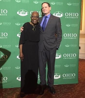 Dr. Francine Childs is pictured with Dr. David Descutner, who, along with Dr. DeLysa Burnier, has established the Rev. Dr. Francine C. Childs Social Justice Scholarship Endowment.