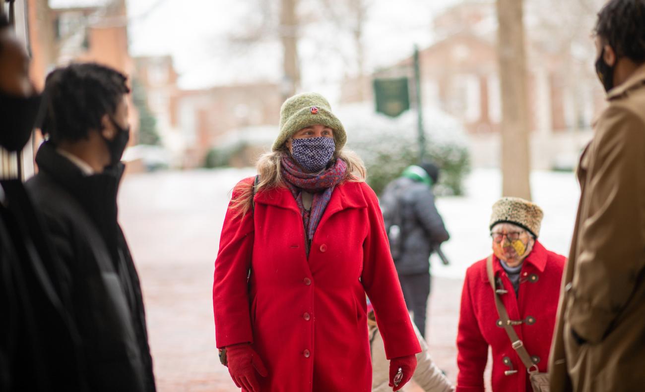 Catherine Cutcher, assistant director for undergraduate programs in the Center for International Studies, attends the Silent March.