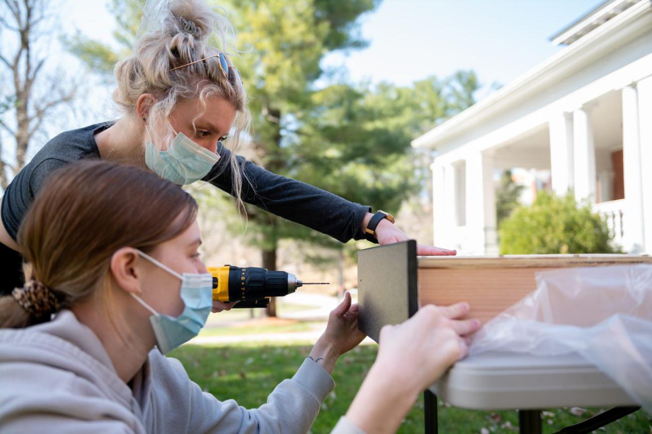 Abby and Maya Cox build bat dwellings