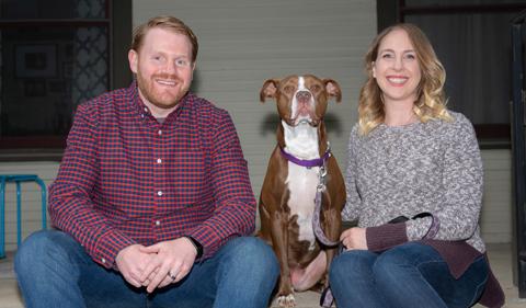 Rob Dorans and his wife with their dog