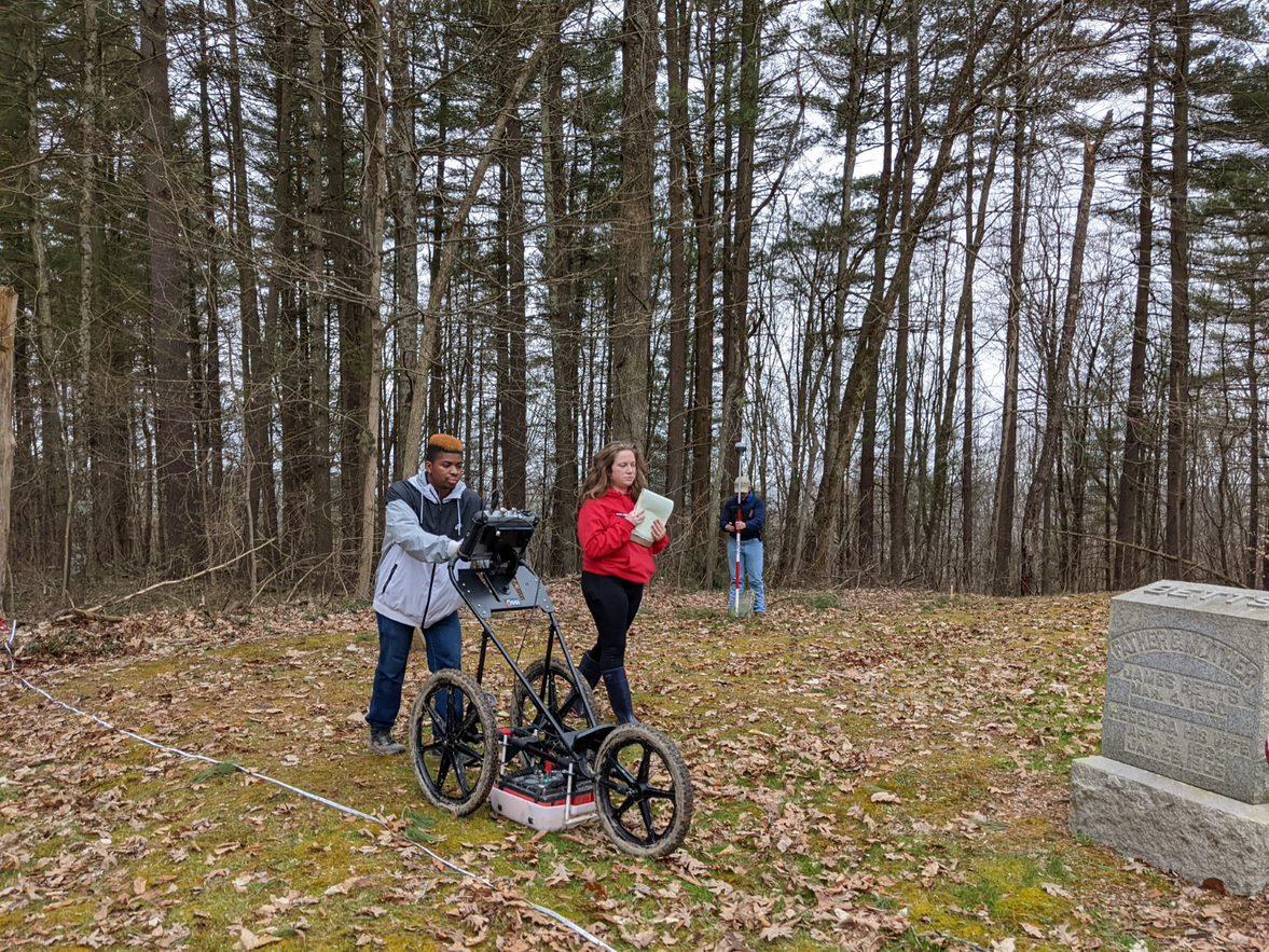 Students using ground-penetrating radar.