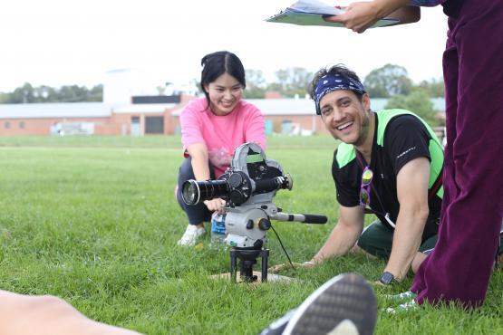 Jinyang Li and Sterling Hurst setting up a shot