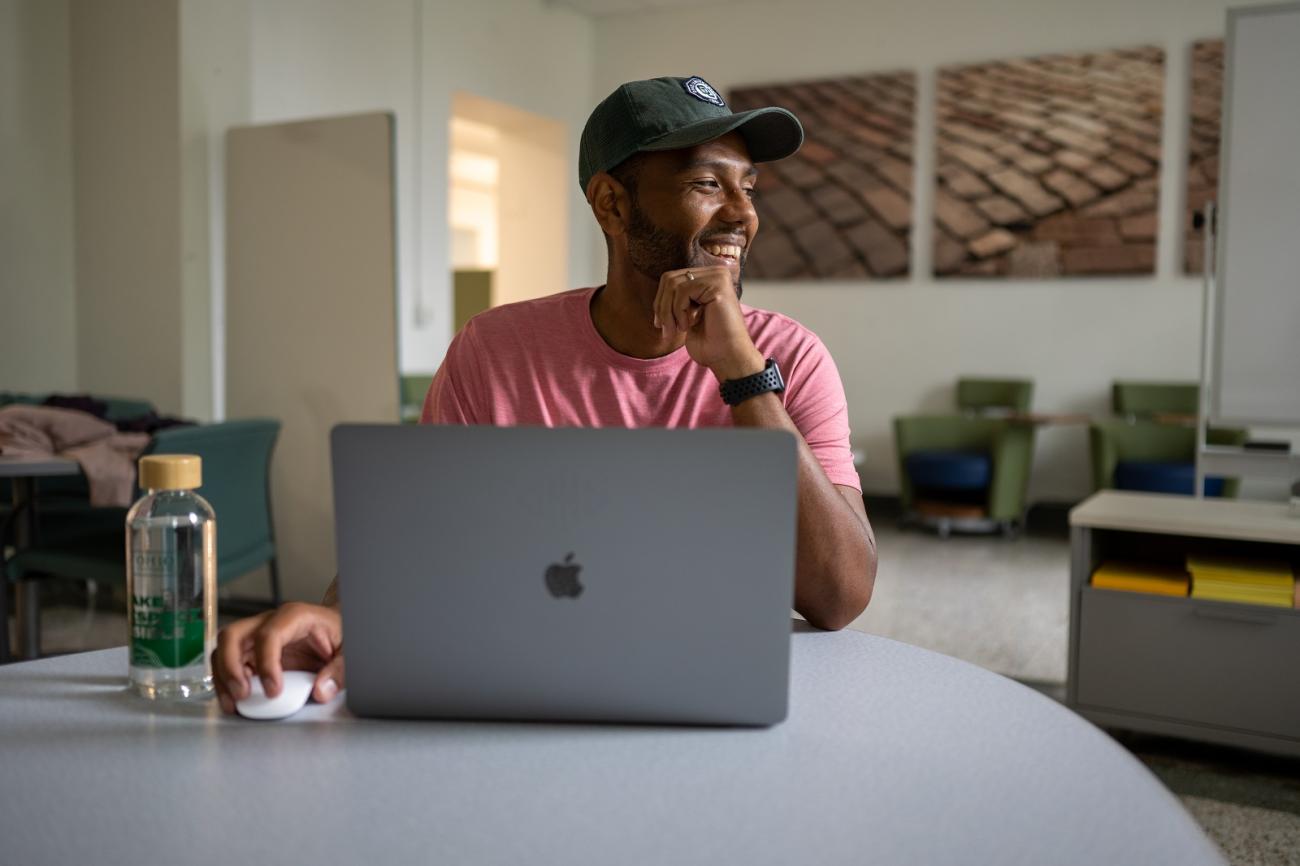 An OHIO student works on a computer