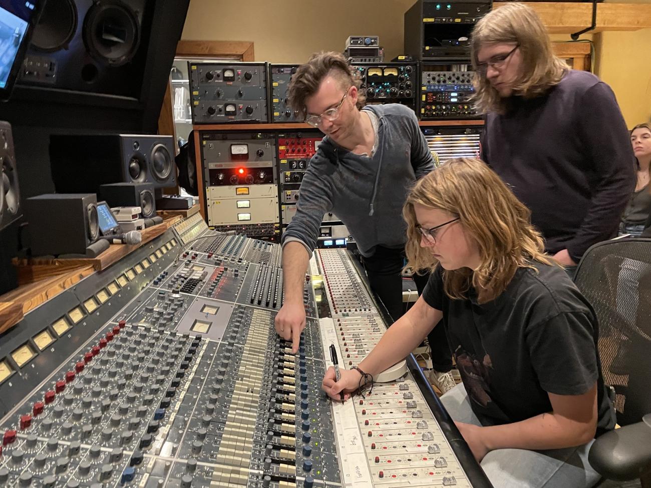 OHIO students are shown at the Public Hi-Fi Studio