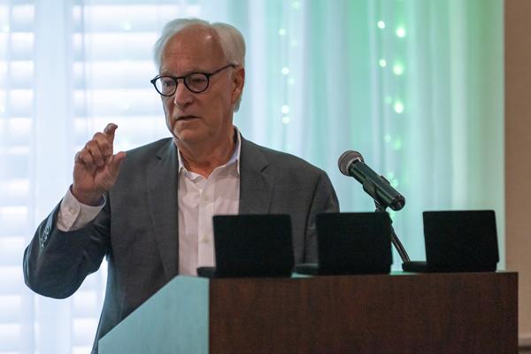 Ohio University President Hugh Sherman addresses the audience.