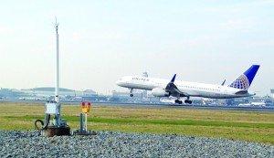 Large airplane taking off from a runway