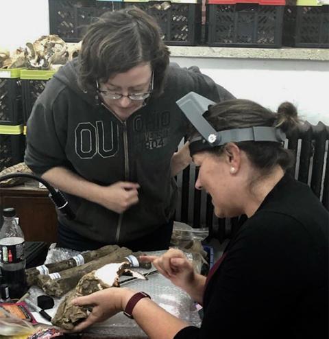 Associate Professor of Anthropology Dr. Sabrina Curran conducts research with a student.