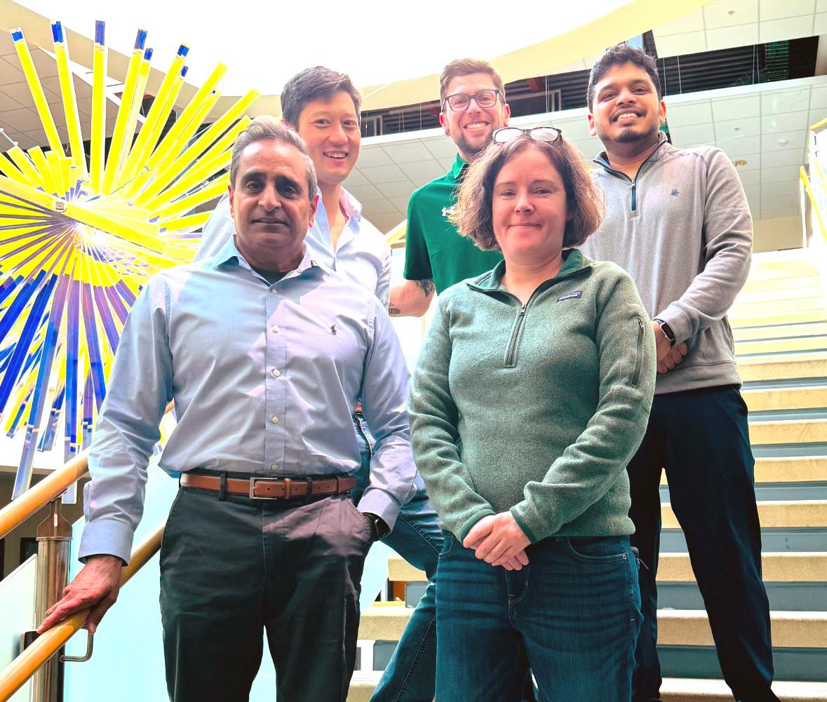 Front row: Dr. Vishwajeet Puri (left) and Dr. Leslie Consitt (right), back row: Dr. Kevin Lee (left), Dr. Cory Baumann (center) and Dr. Bijinu Balakrishnan (right).