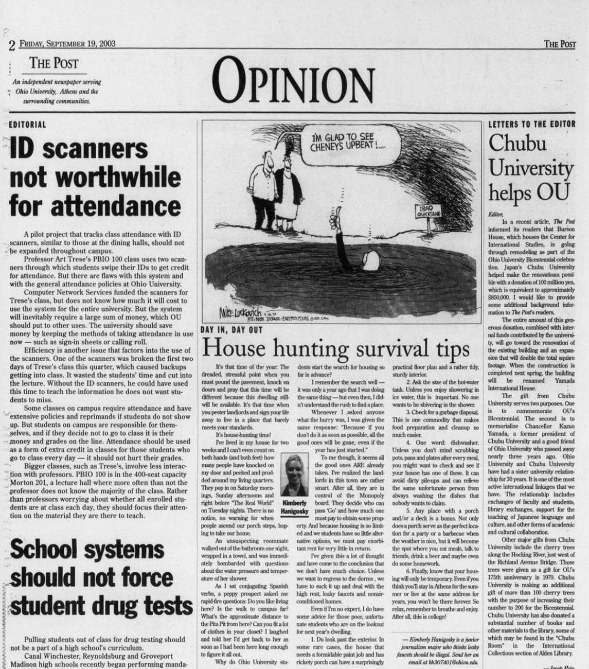 Opinion page from The Post (Athens, Ohio)