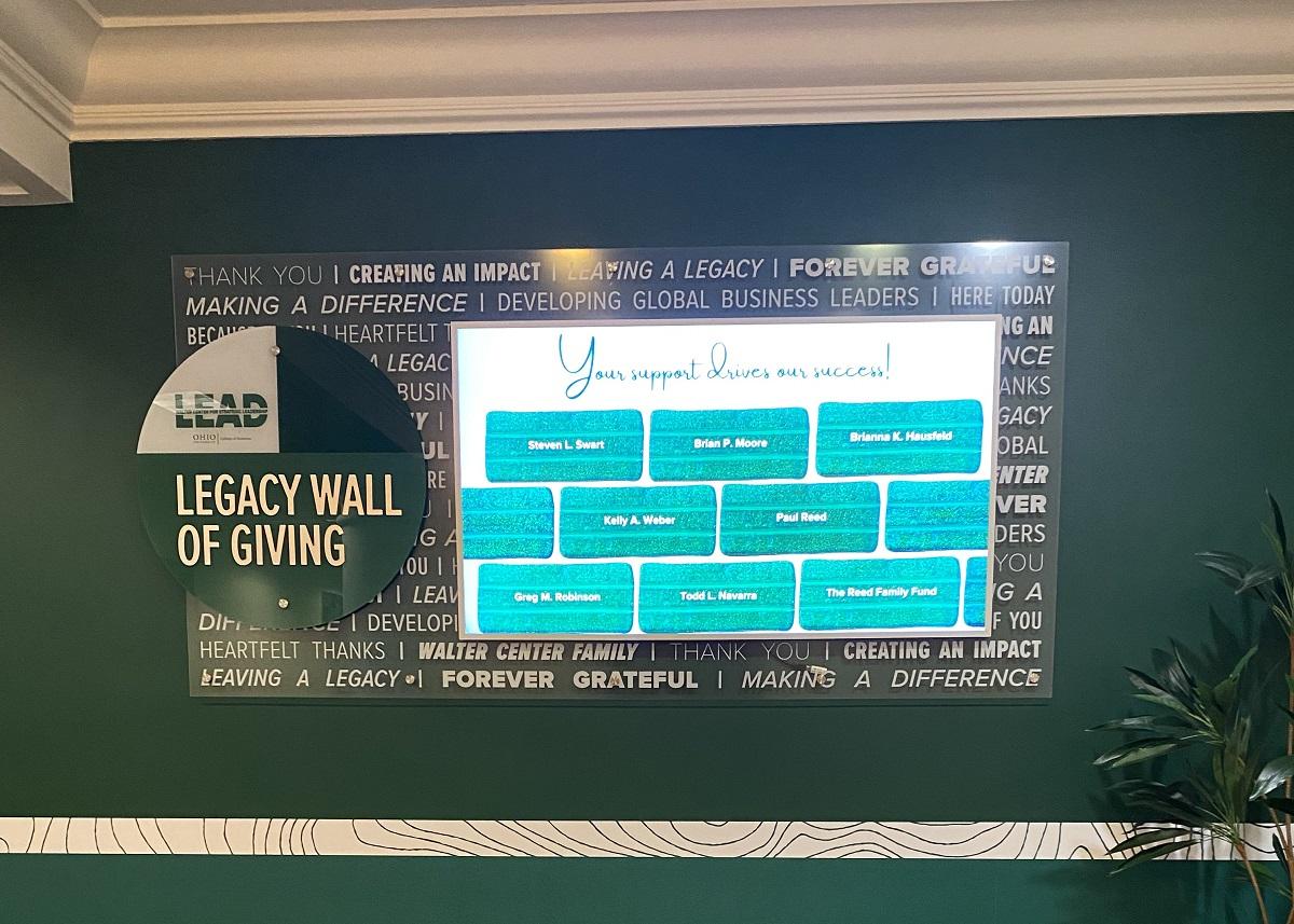 The Legacy Wall in Copeland Hall