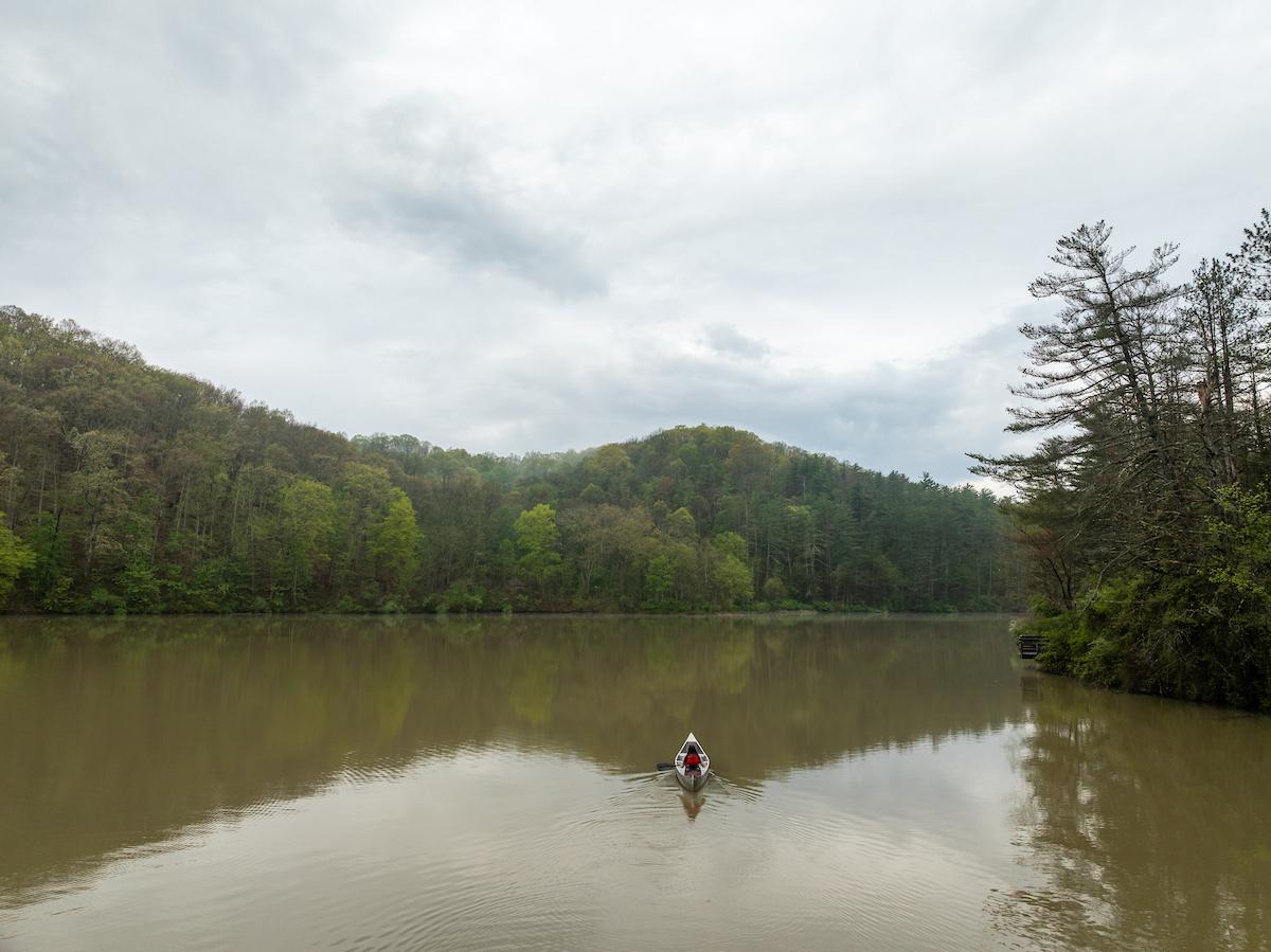 Helena Karlstrom is shown in a canoe at Strouds Run State Park
