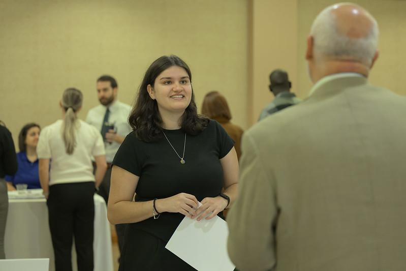 An OHIO student talks with a public office at Public Service Day