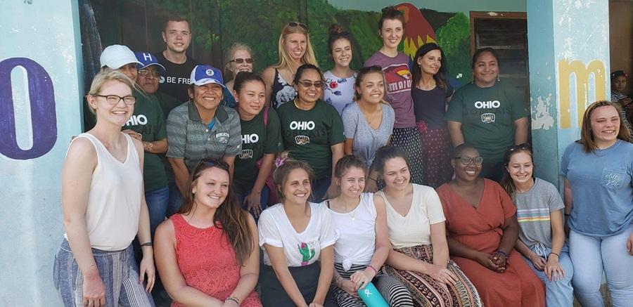 Dakota Tackett with other OHIO students and hosts in Belize